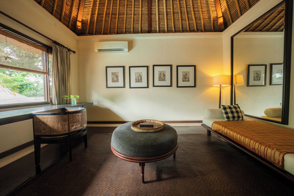 villa, 2 bedrooms, private pool | living area | 43-inch smart tv with cable channels, tv