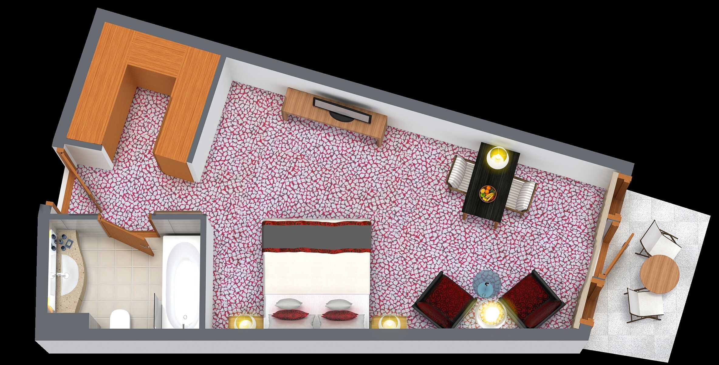 classic twin room, balcony, mountain view | floor plan