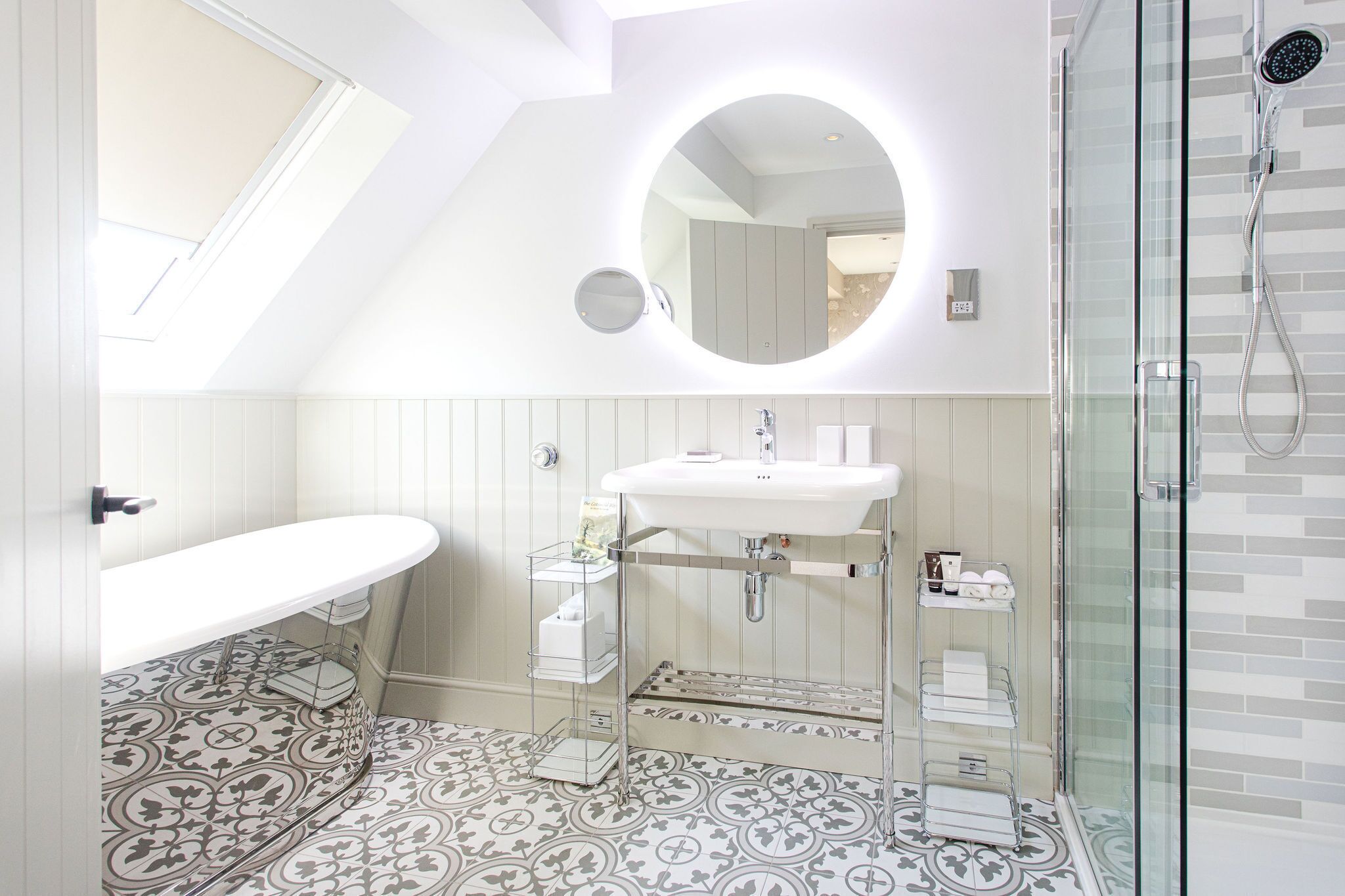 romantic studio suite | bathroom | designer toiletries, hair dryer, bathrobes, slippers