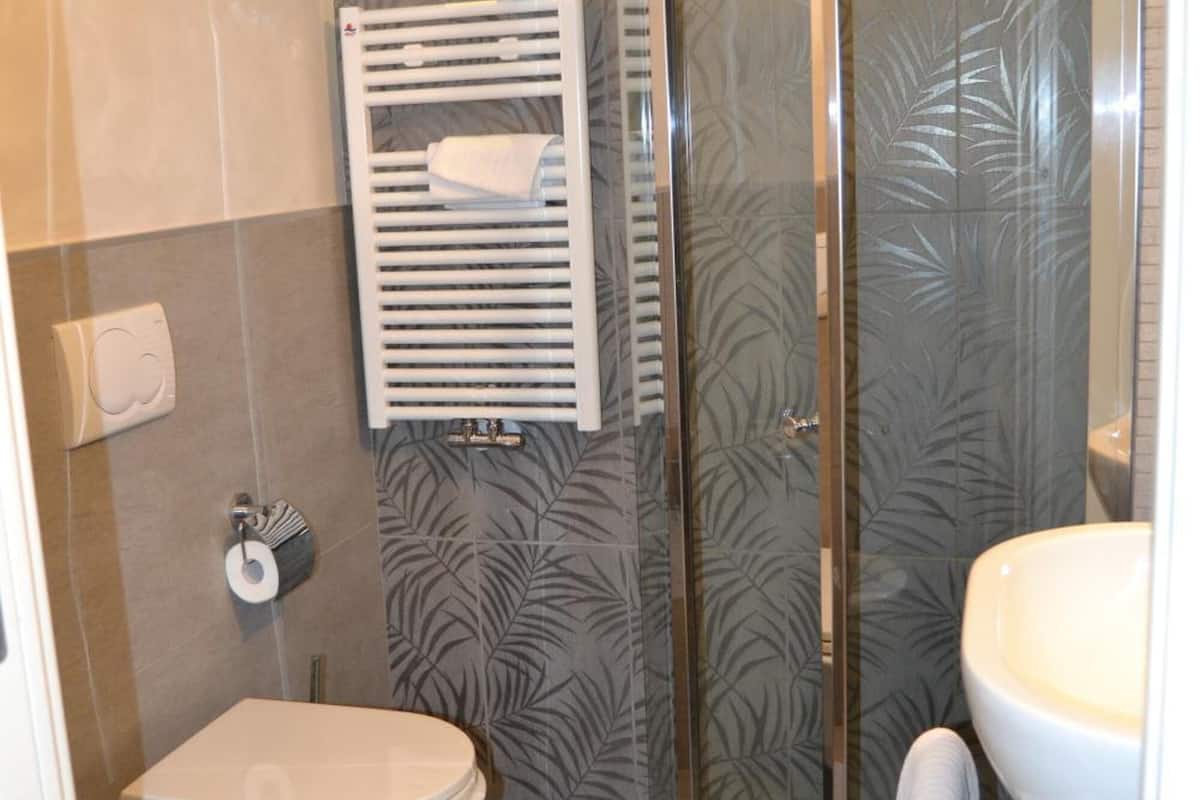 free toiletries, hair dryer, bidet, towels