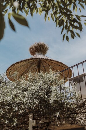 Seasonal outdoor pool, open 9:30 AM to 7:30 PM, pool umbrellas