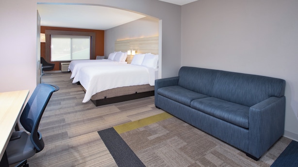 A hotel room with a large bed, a sofa, a desk, and a chair. - Holiday Inn Express Hotel & Suites Athens by IHG (Athens)