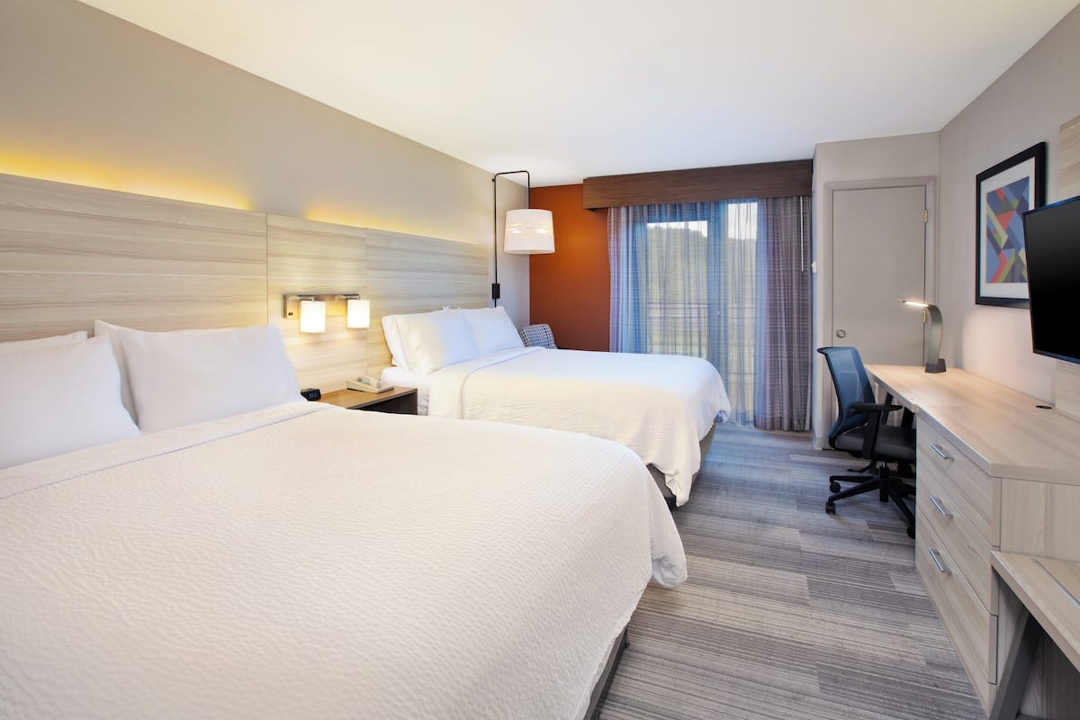 standard room, 2 queen beds, balcony | 1 bedroom, in-room safe, desk, iron/ironing board