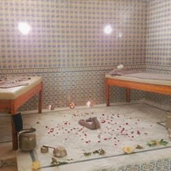 Steam room, body treatments, body scrubs, facials, massages
