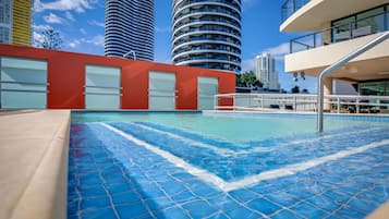 Outdoor pool, sun loungers