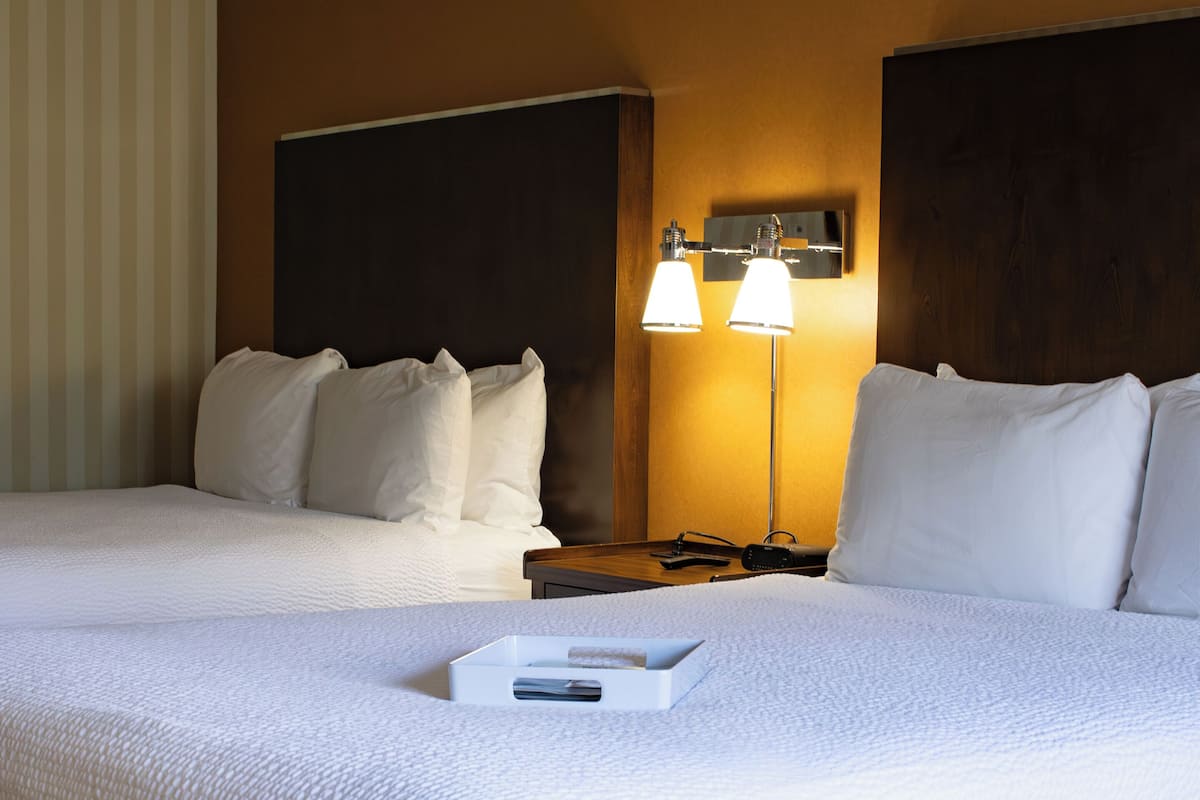 standard room, 2 queen beds | 2 bedrooms, pillow-top beds, desk, laptop workspace