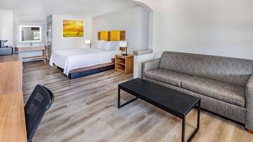 Premium bedding, blackout curtains, iron/ironing board