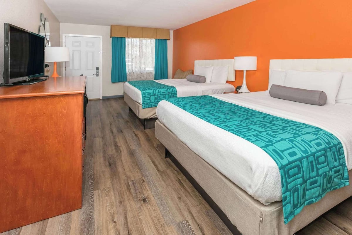 Premium bedding, desk, blackout drapes, iron/ironing board
