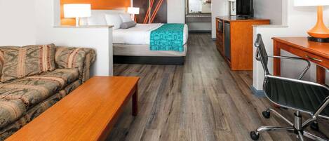 Premium bedding, desk, blackout drapes, iron/ironing board