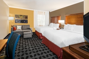 Premium bedding, desk, blackout drapes, iron/ironing board