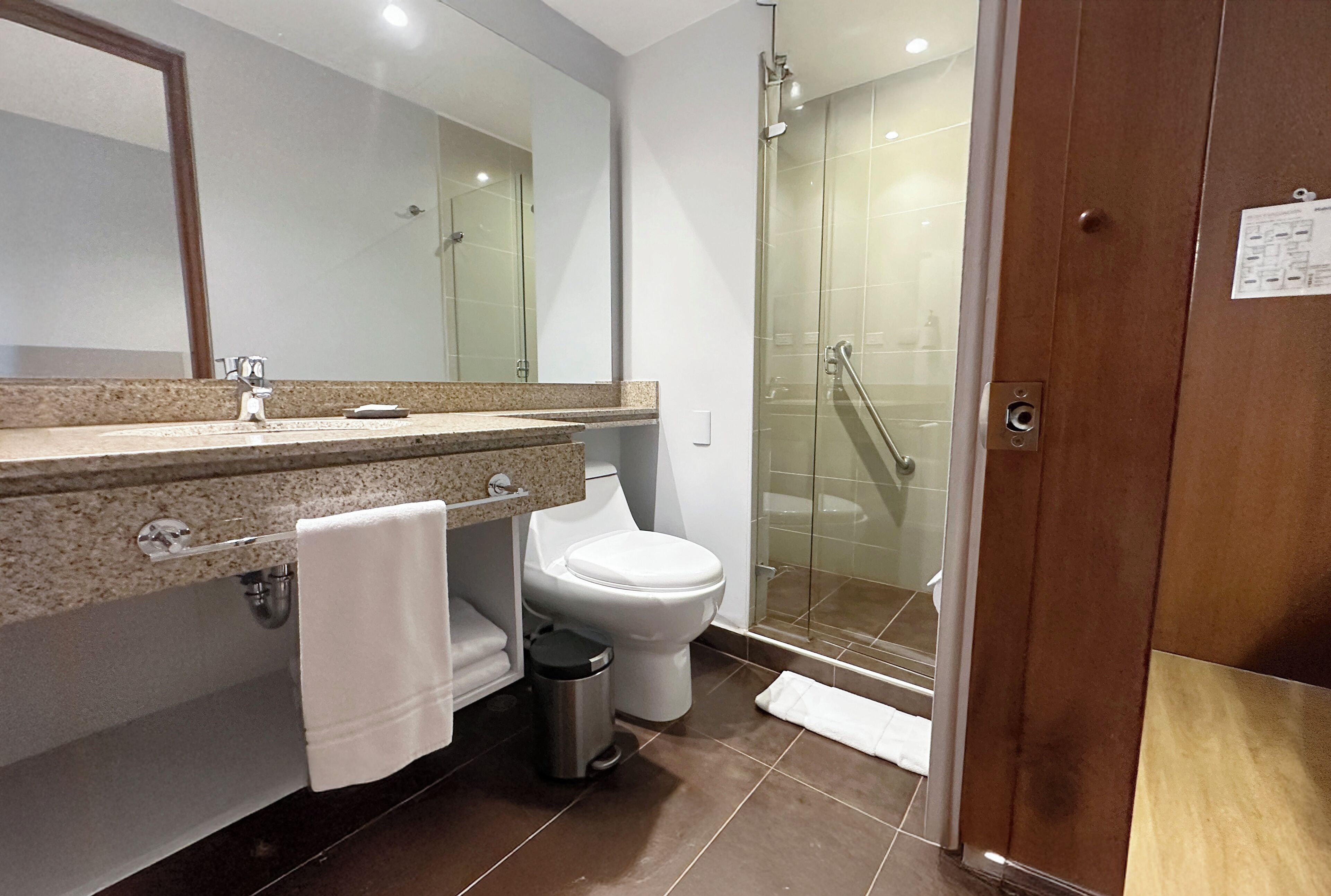 comfort room, 1 king bed | bathroom | shower, rainfall showerhead, towels, soap