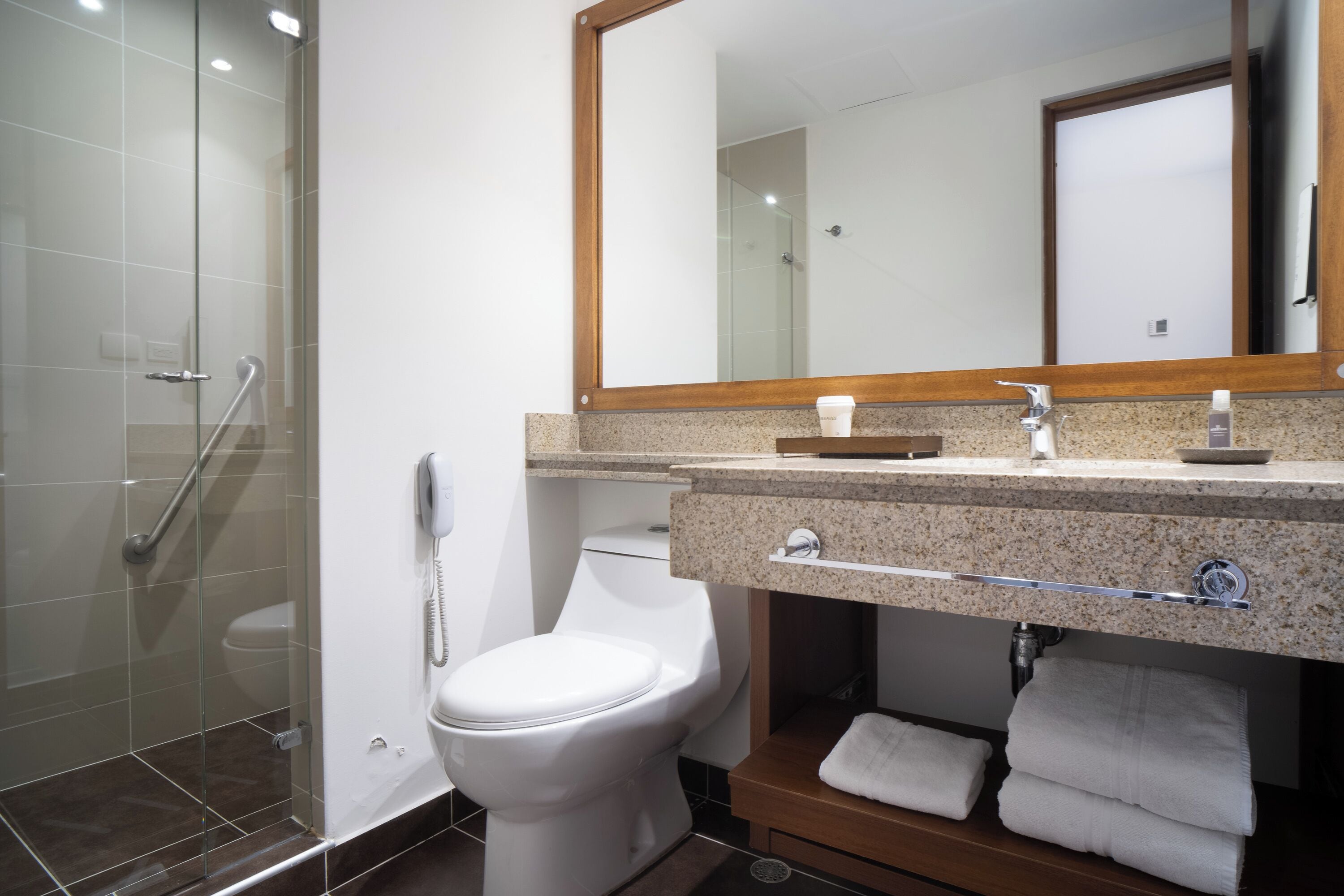 shower, rainfall showerhead, towels, soap