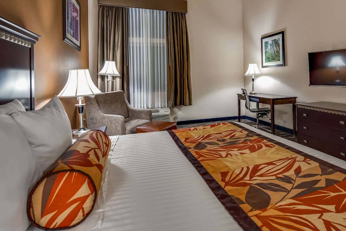 Premium bedding, pillowtop beds, desk, blackout drapes