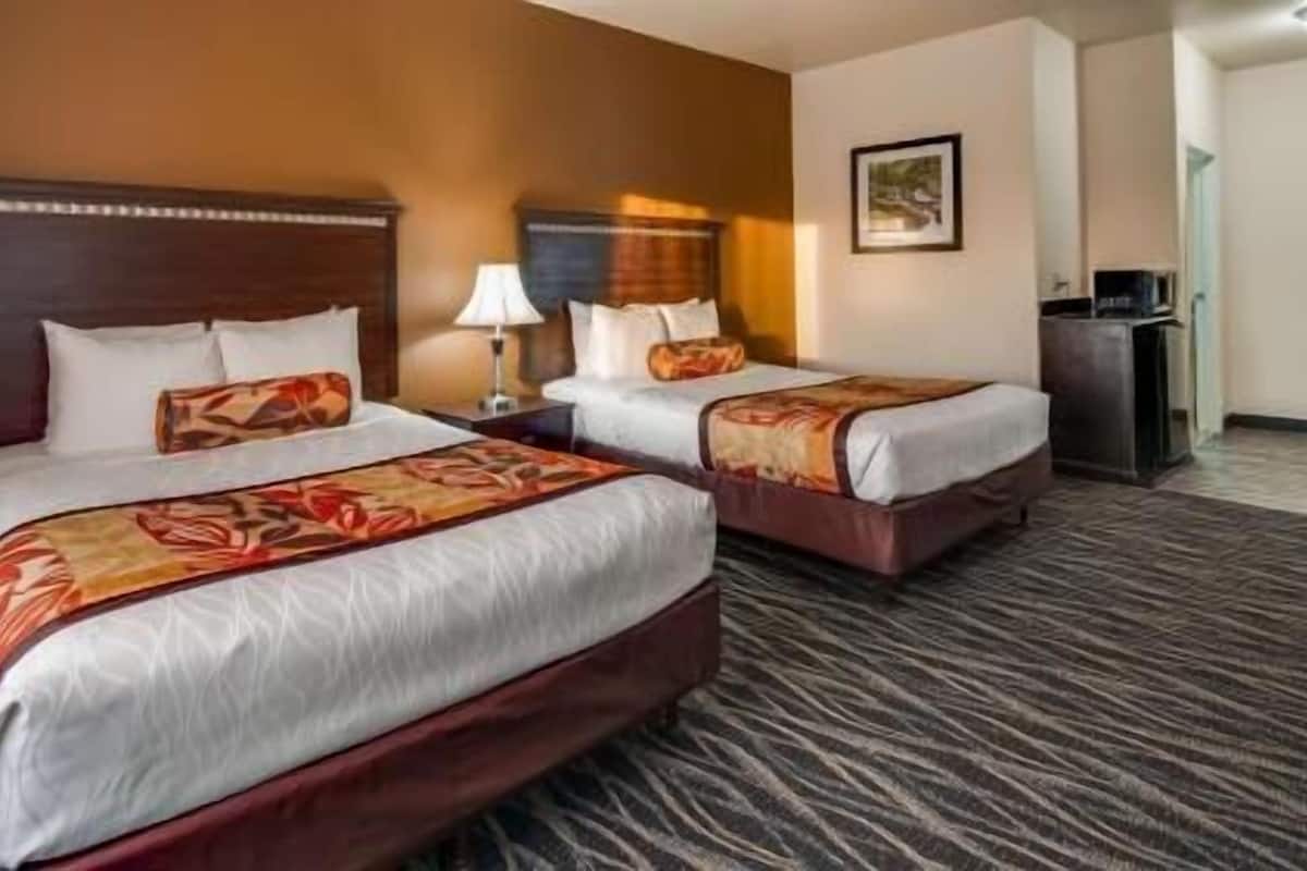 Premium bedding, pillow-top beds, desk, blackout curtains