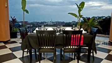 Breakfast, lunch, dinner served; Eastern European cuisine, pool views