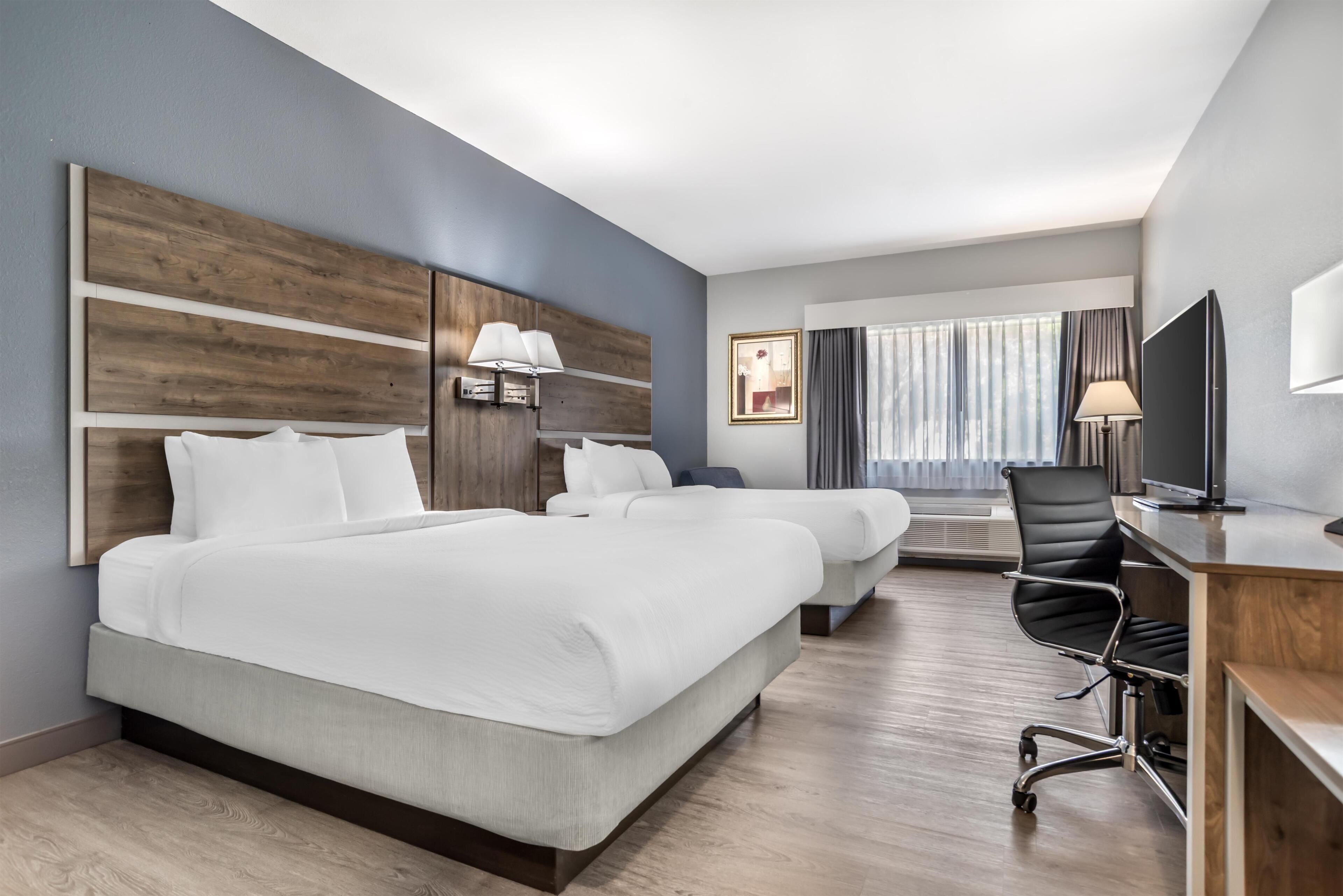 Standard Room, 2 Queen Beds, Non Smoking, Refrigerator & Microwave | Premium bedding, desk, laptop workspace, blackout drapes