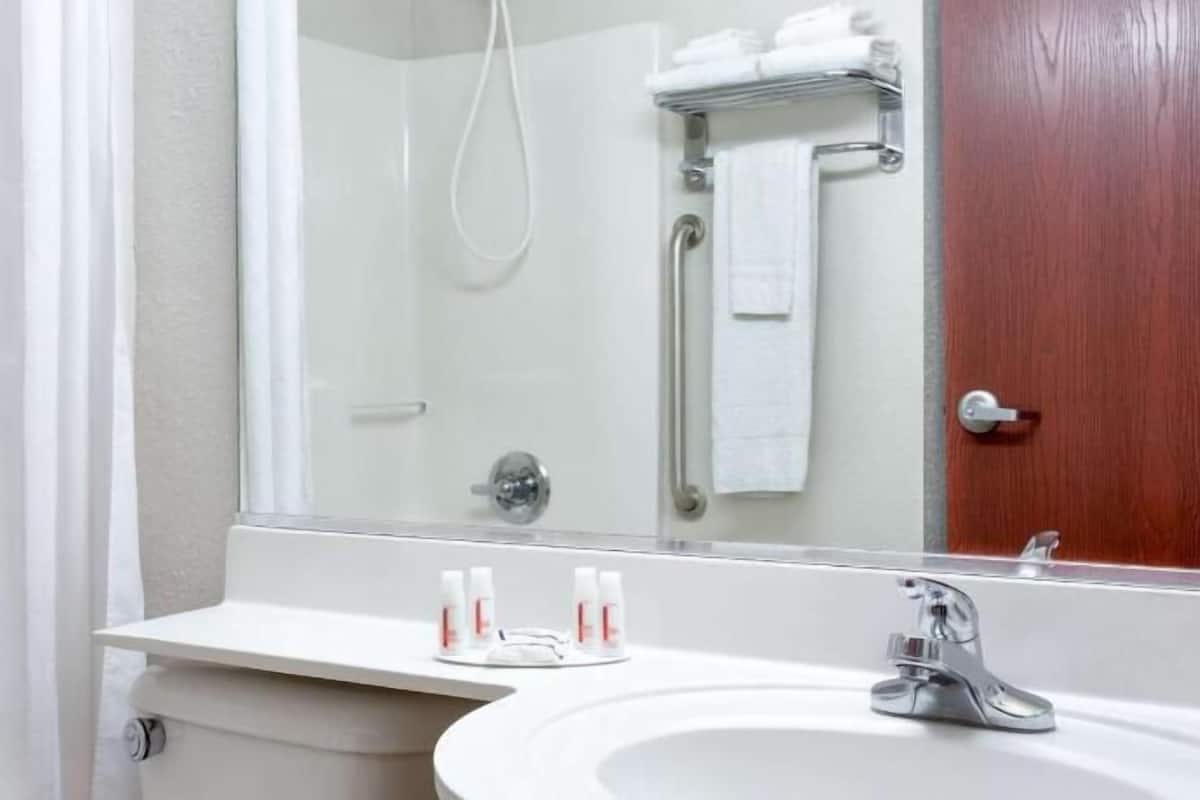 Bathroom | Combined shower/tub, free toiletries, hair dryer, towels