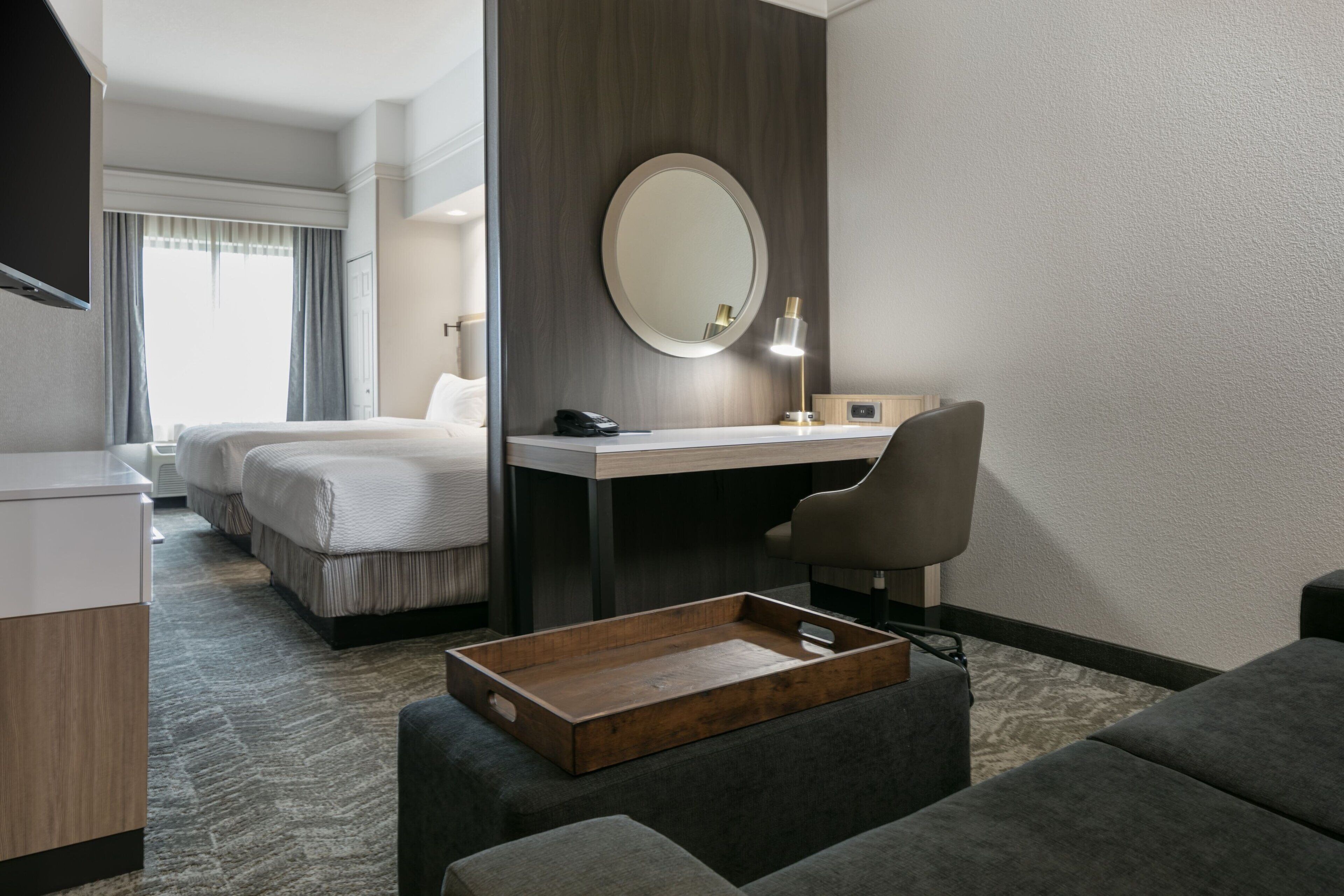 1 bedroom, premium bedding, desk, blackout curtains