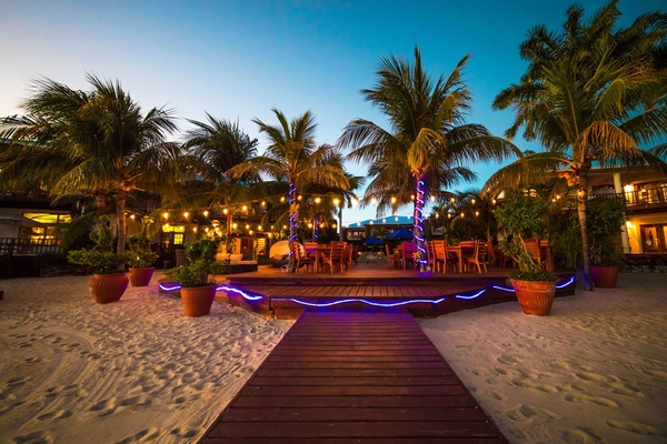 On the beach, sun loungers, beach umbrellas, beach towels