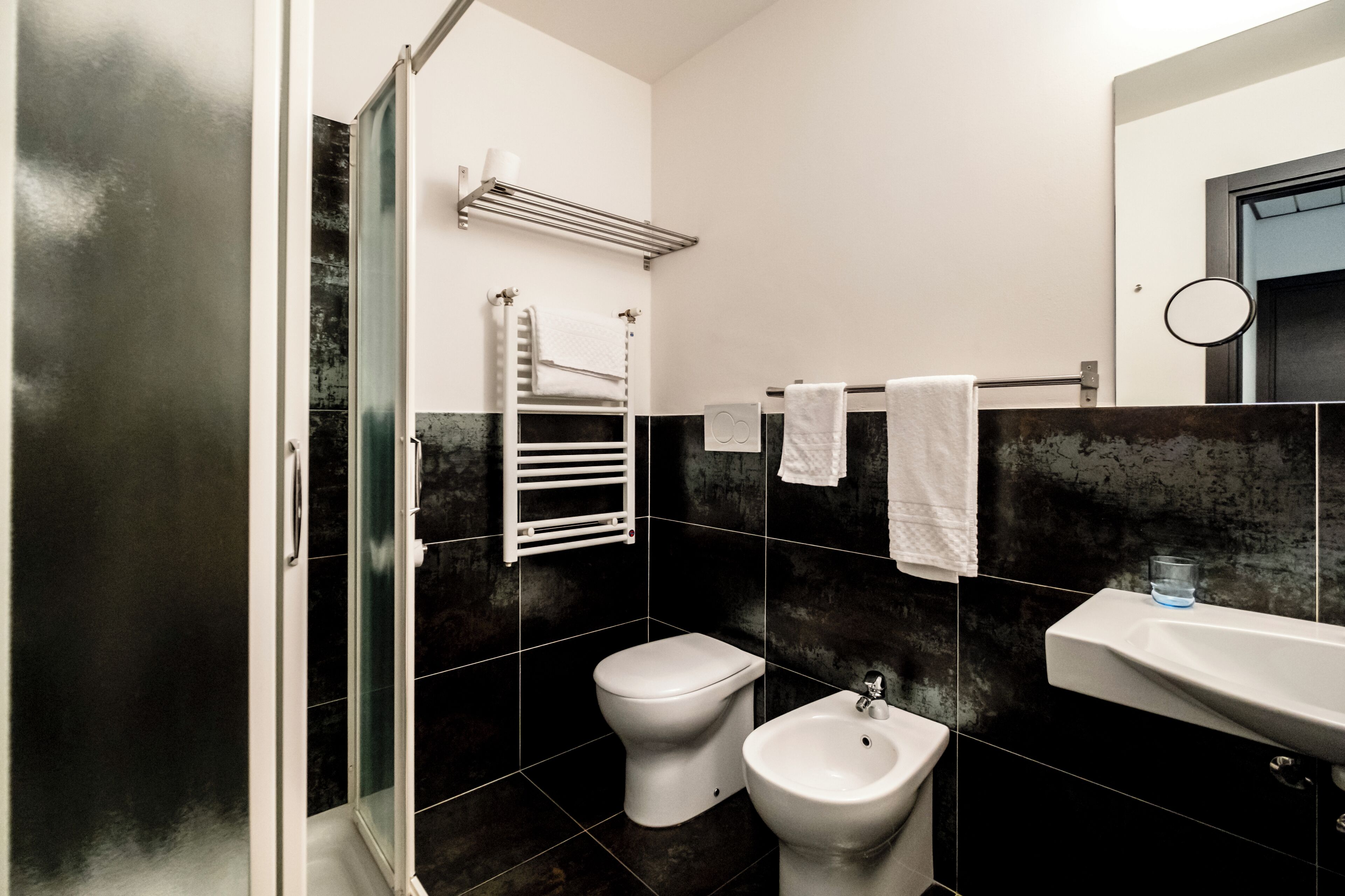 double room single use | bathroom | shower, rainfall showerhead, free toiletries, hair dryer