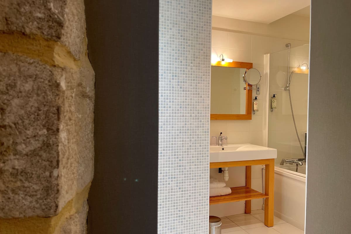 deluxe room, 2 single beds, non smoking | bathroom | shower, eco-friendly toiletries, hair dryer, towels