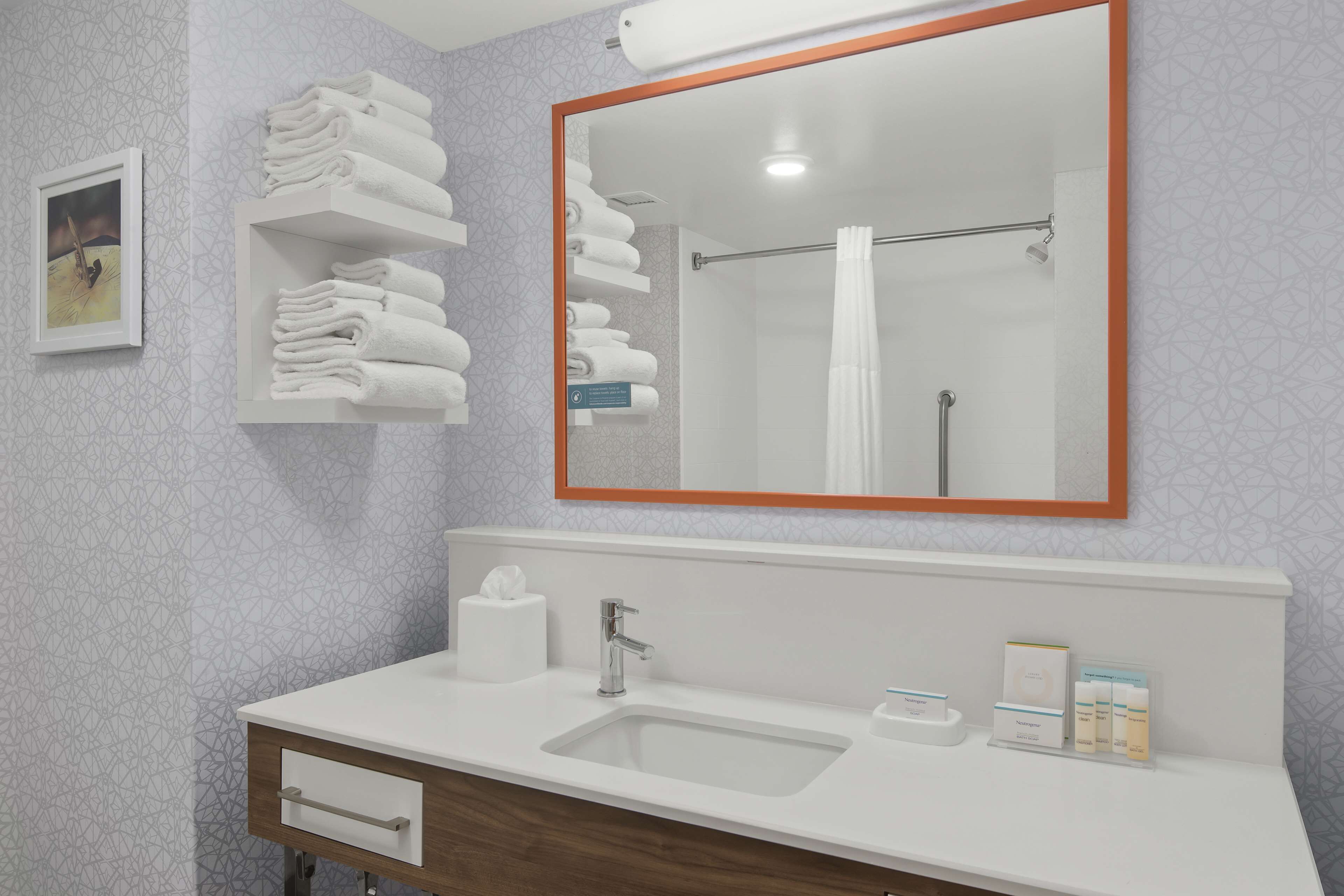 two queen beds non smoking | bathroom | free toiletries, hair dryer, towels