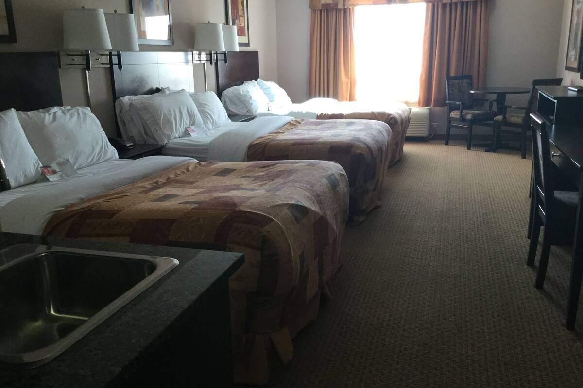 room, multiple beds, non smoking | premium bedding, down duvets, in-room safe, desk