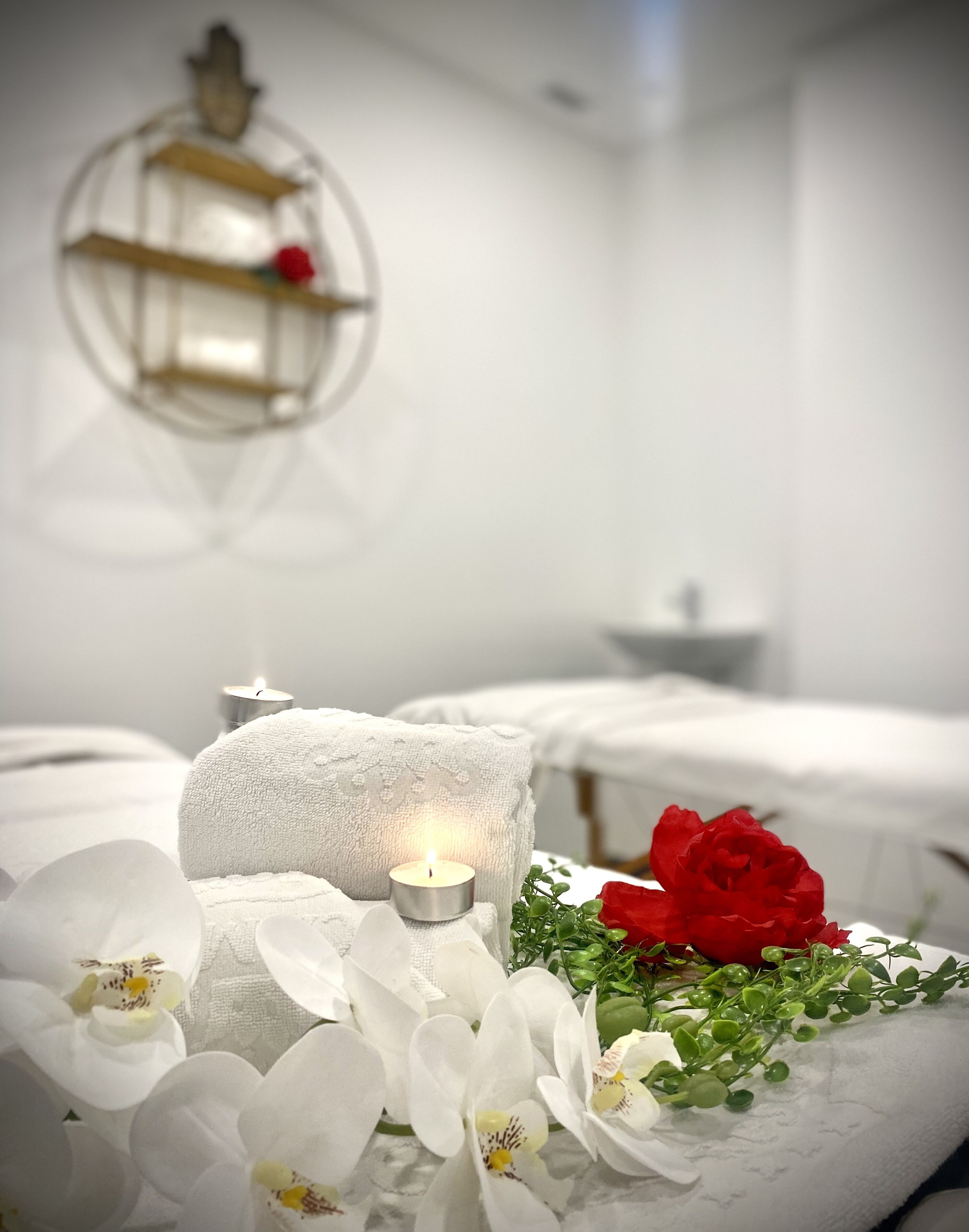 Salas de tratamiento para parejas, masajes con piedras calientes