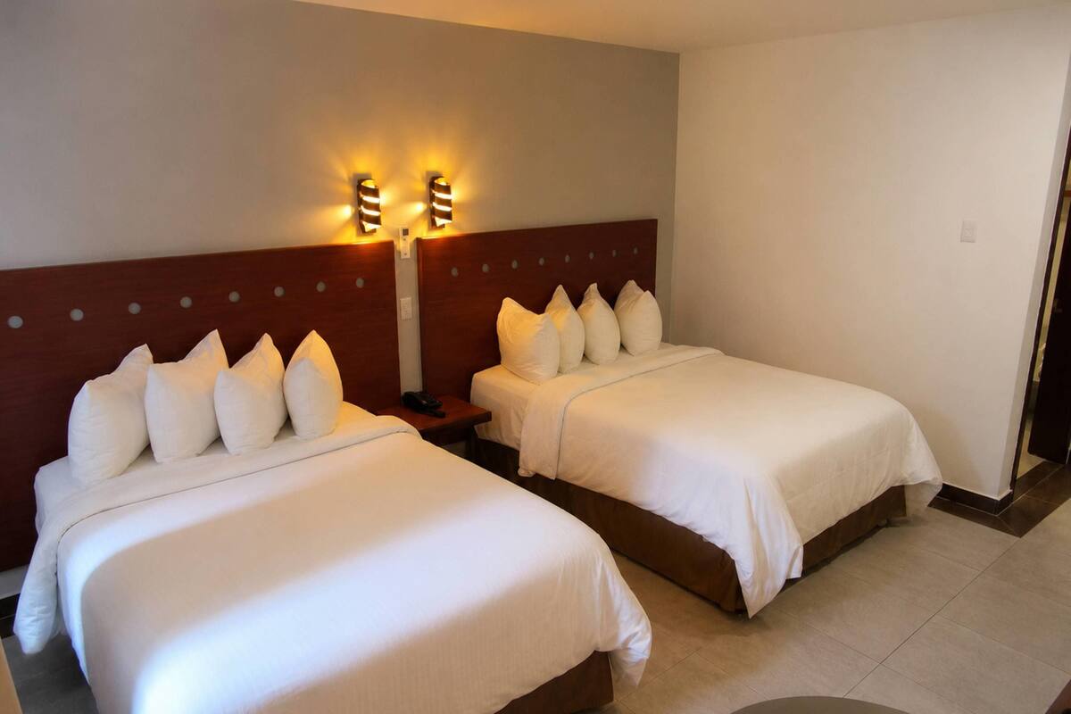Standard Room, 2 Double Beds, Non Smoking | Down comforters, in-room safe, desk, laptop workspace