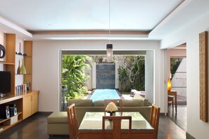 Villa, 1 Bedroom, Private Pool | Living area | 32-inch LCD TV with cable channels, TV, DVD player - Bali Island Villas and Spa Seminyak (Seminyak)