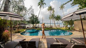 Outdoor pool, open 8:00 AM to 6:00 PM, sun loungers