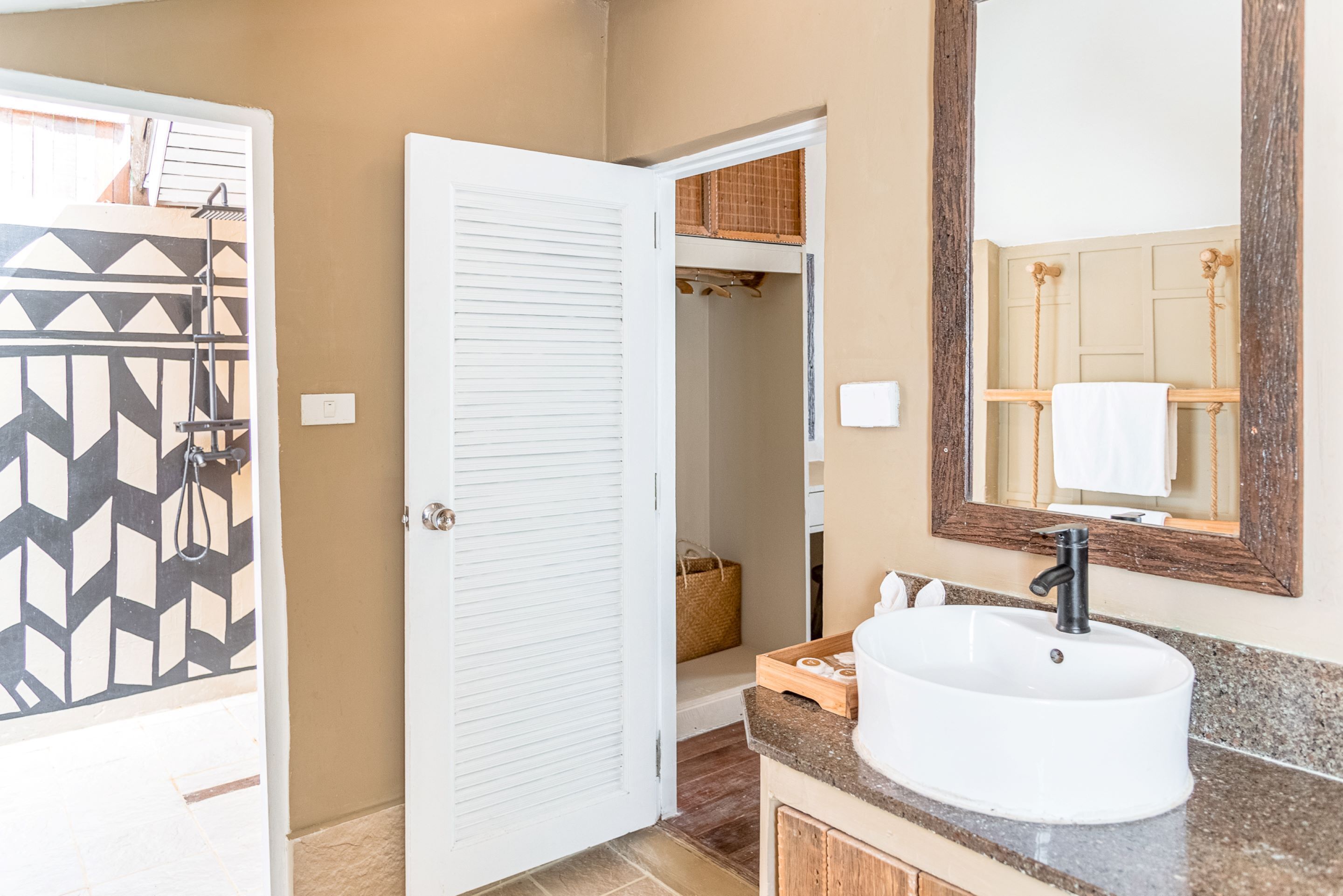 Shower, free toiletries, hair dryer, bathrobes