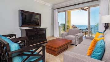 Een 50-inch smart-tv met kabelzenders en televisie