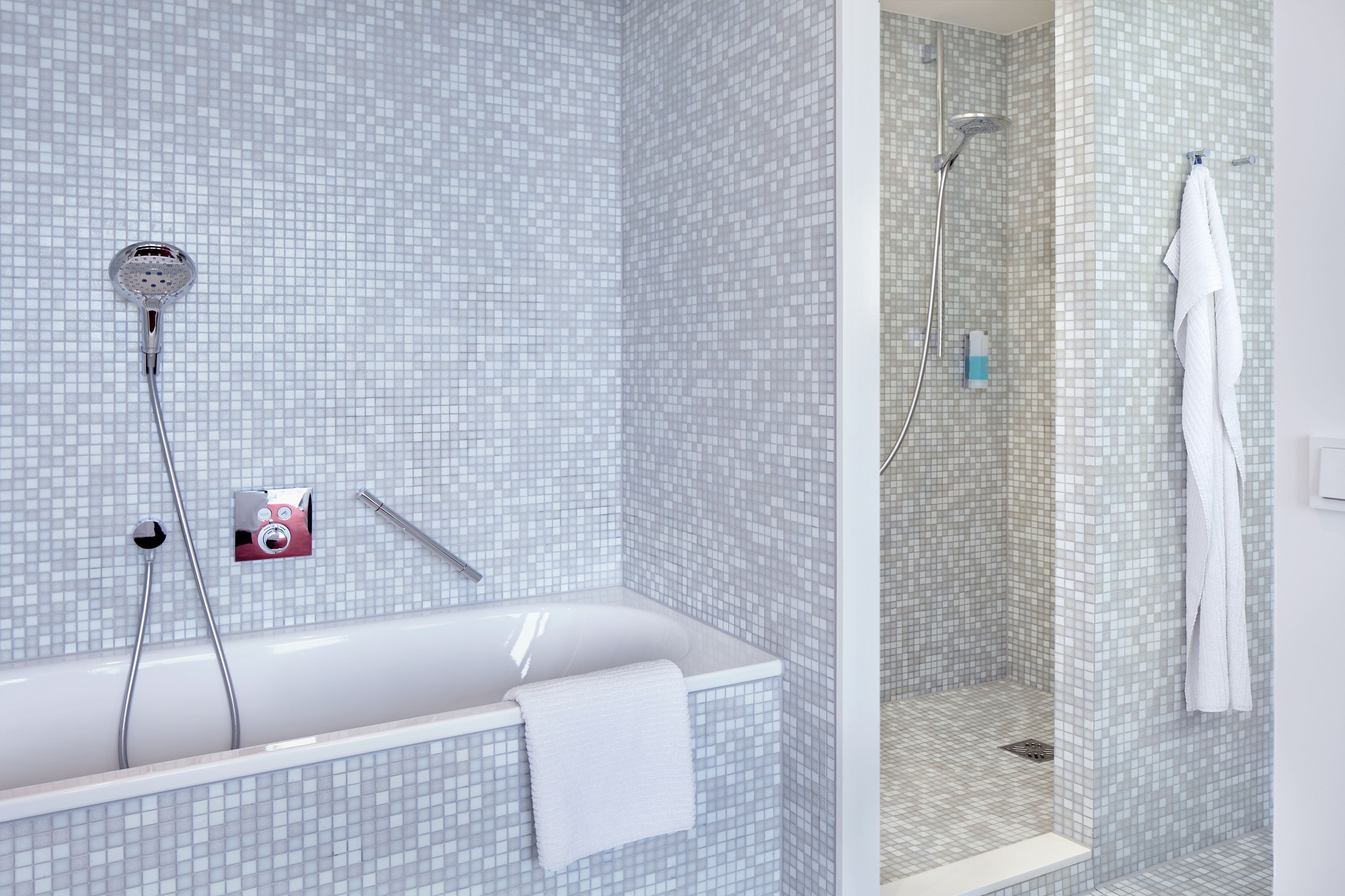 shower, free toiletries, hair dryer, bathrobes