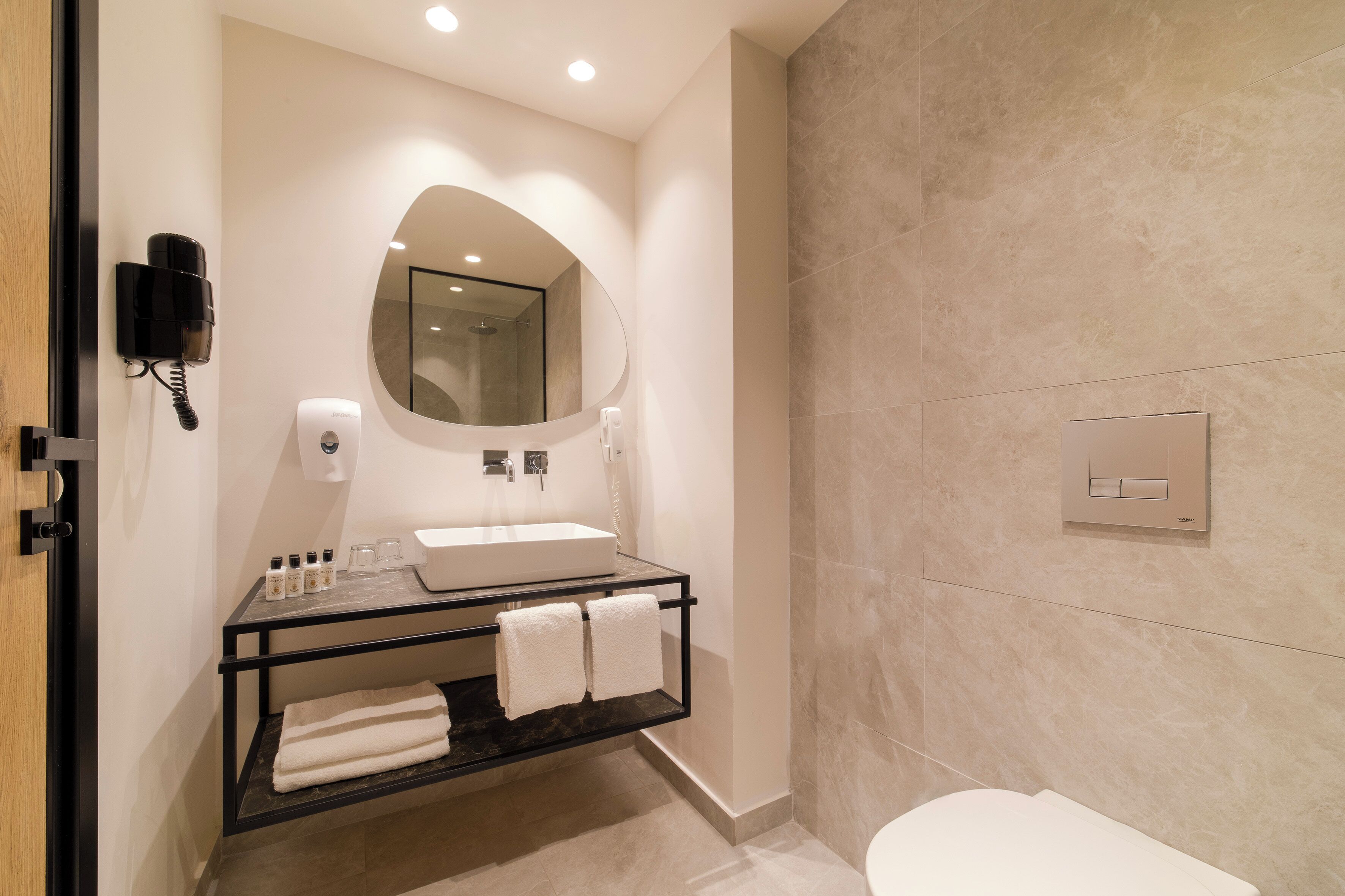 Free toiletries, hair dryer, towels
