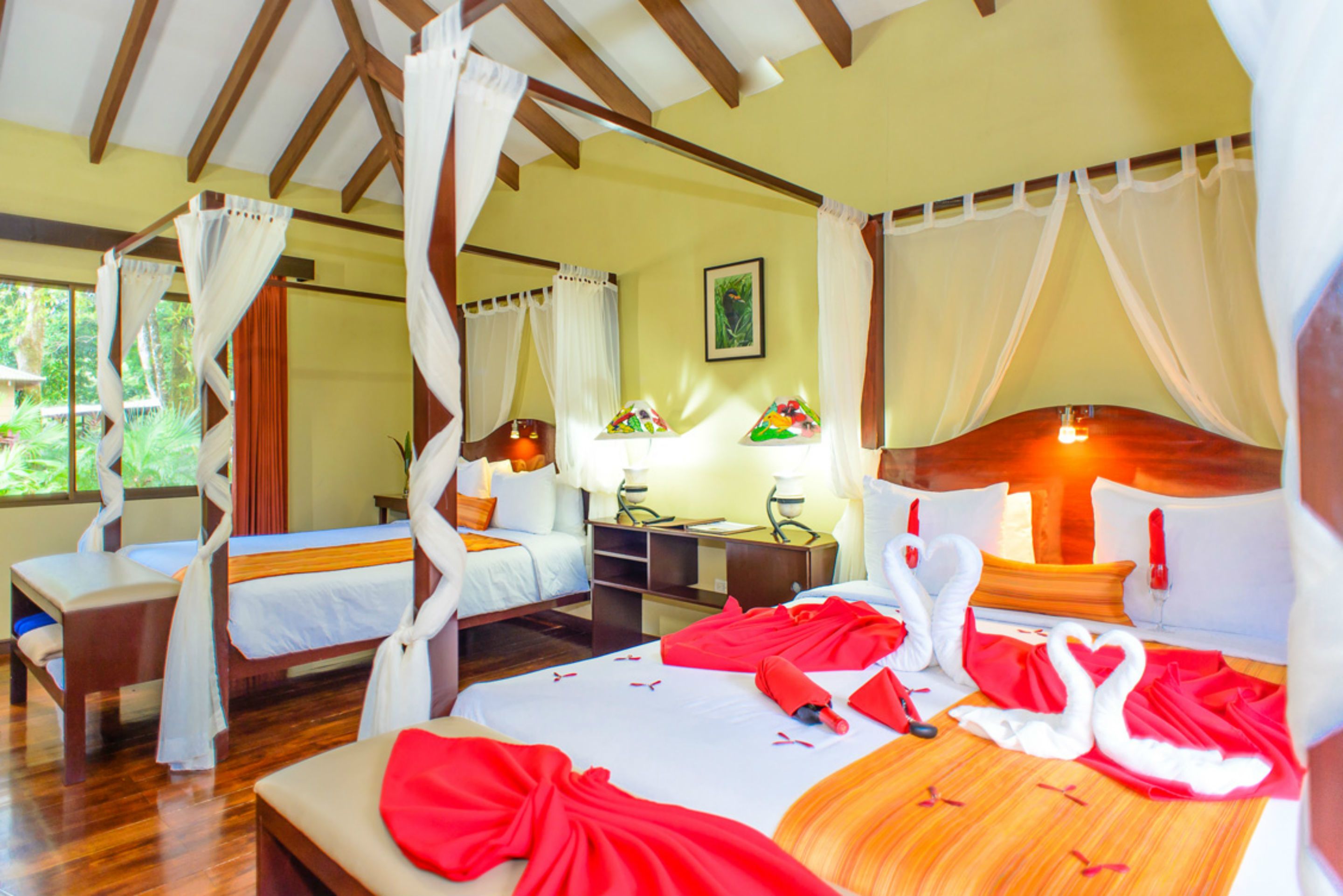 deluxe room, 2 queen beds | premium bedding, minibar, in-room safe, desk