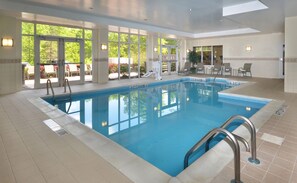 Indoor pool, open 8:00 AM to 10:00 PM, sun loungers