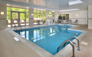 Indoor pool, open 8:00 AM to 10:00 PM, sun loungers