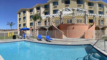 Outdoor pool, sun loungers