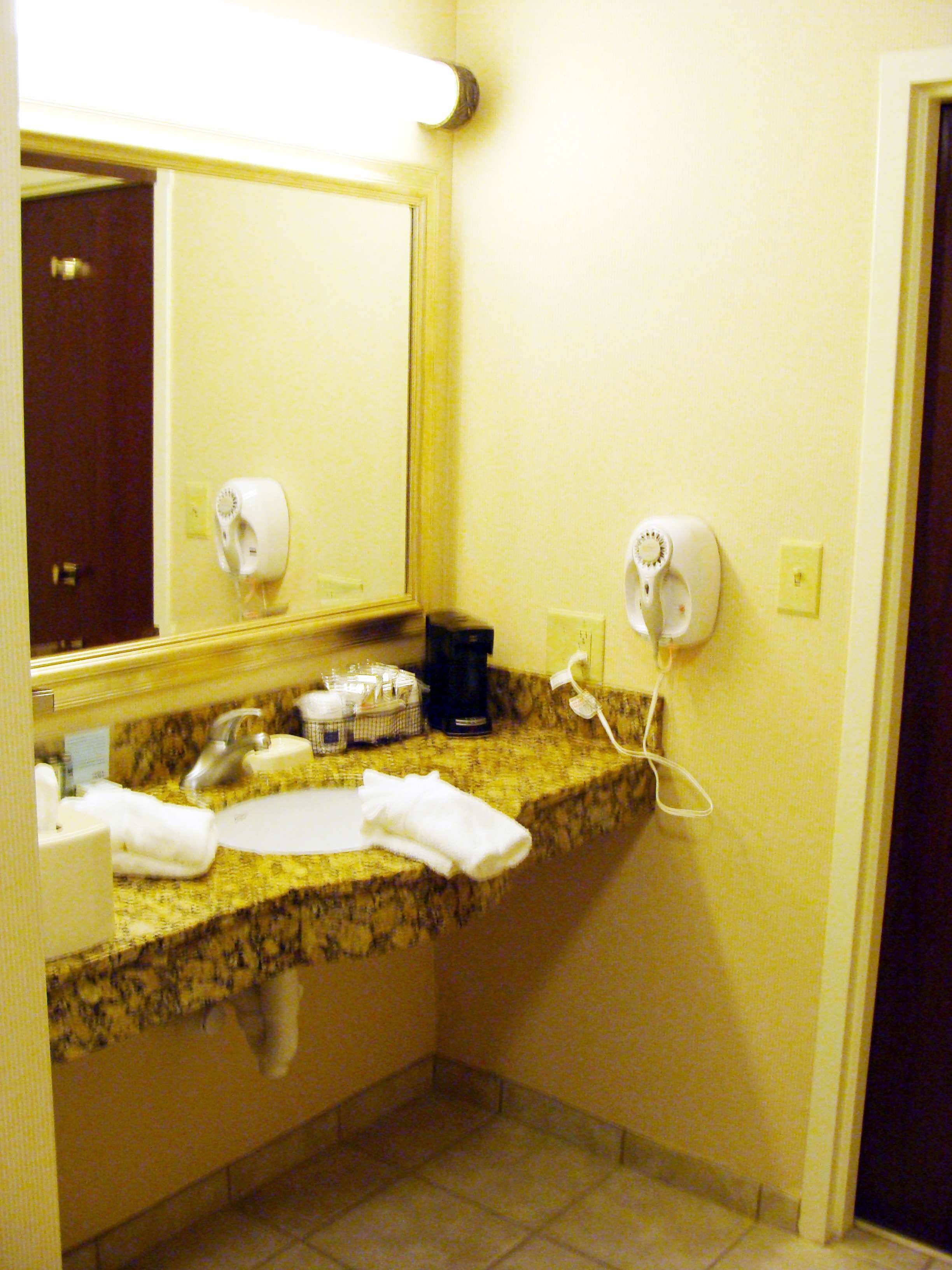 free toiletries, hair dryer, towels