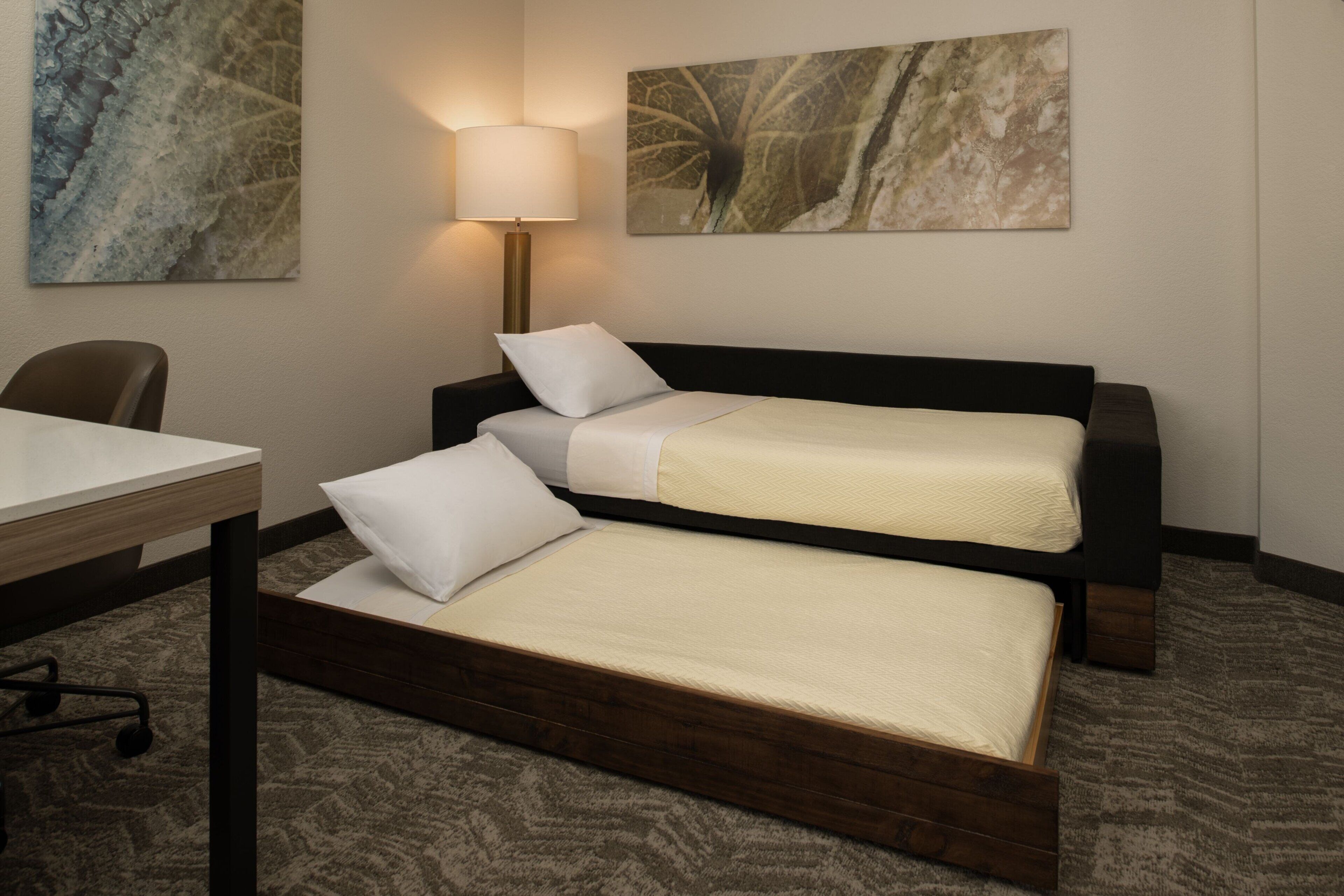 individually decorated, individually furnished, desk, laptop workspace