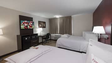Premium Room, 2 Queen Beds (Upgraded Bedding & Snack, Smoke Free) | Desk, laptop workspace, blackout drapes, iron/ironing board