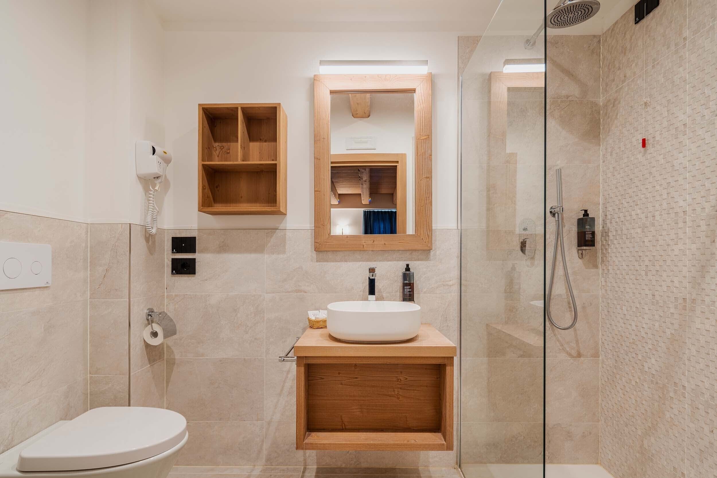 superior double or twin room | bathroom | hair dryer, towels