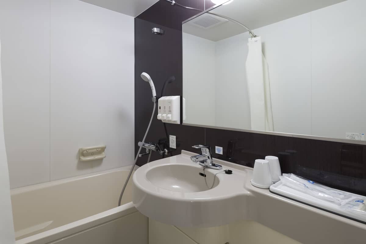 shower, hair dryer, slippers, electronic bidet