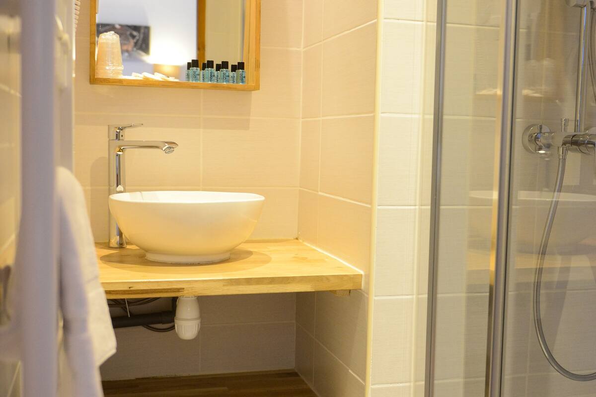 double room (mont blanc) | bathroom | shower, towels