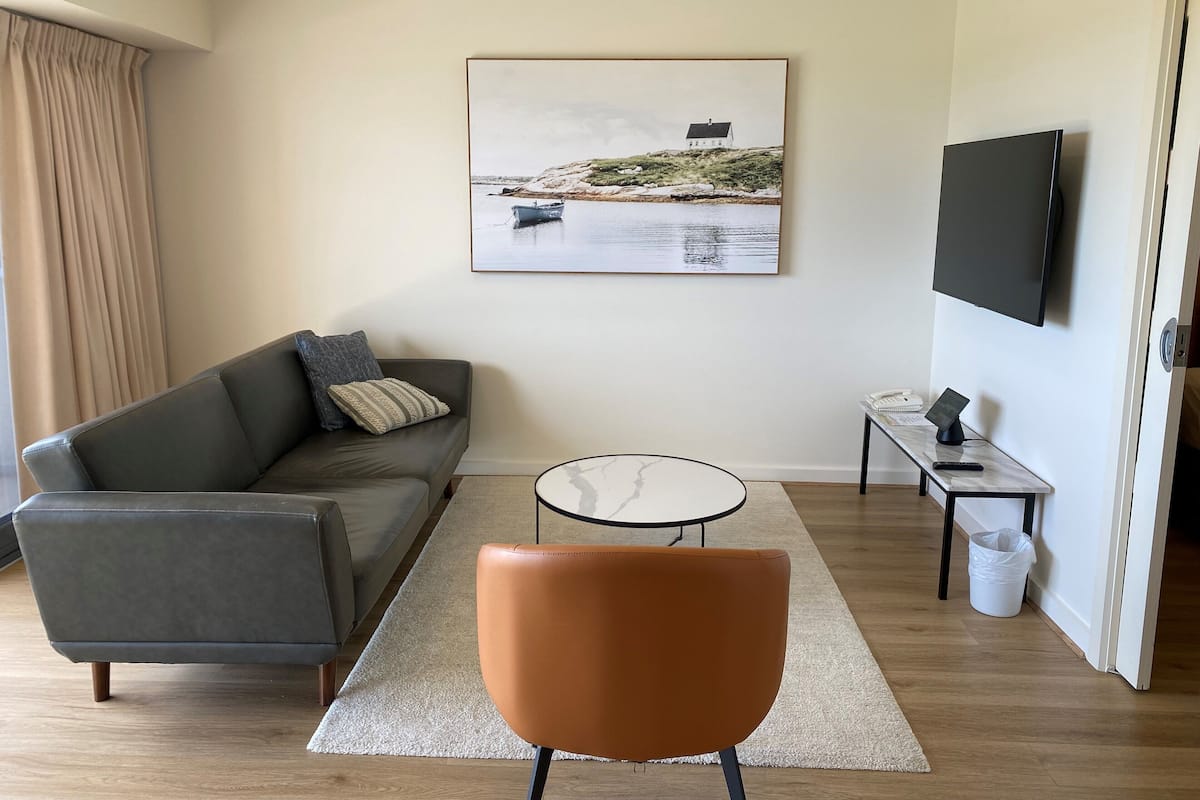 Standaard suite, 1 kingsize bed (Spa) | Woonruimte | Een lcd-televisie en een dvd-speler