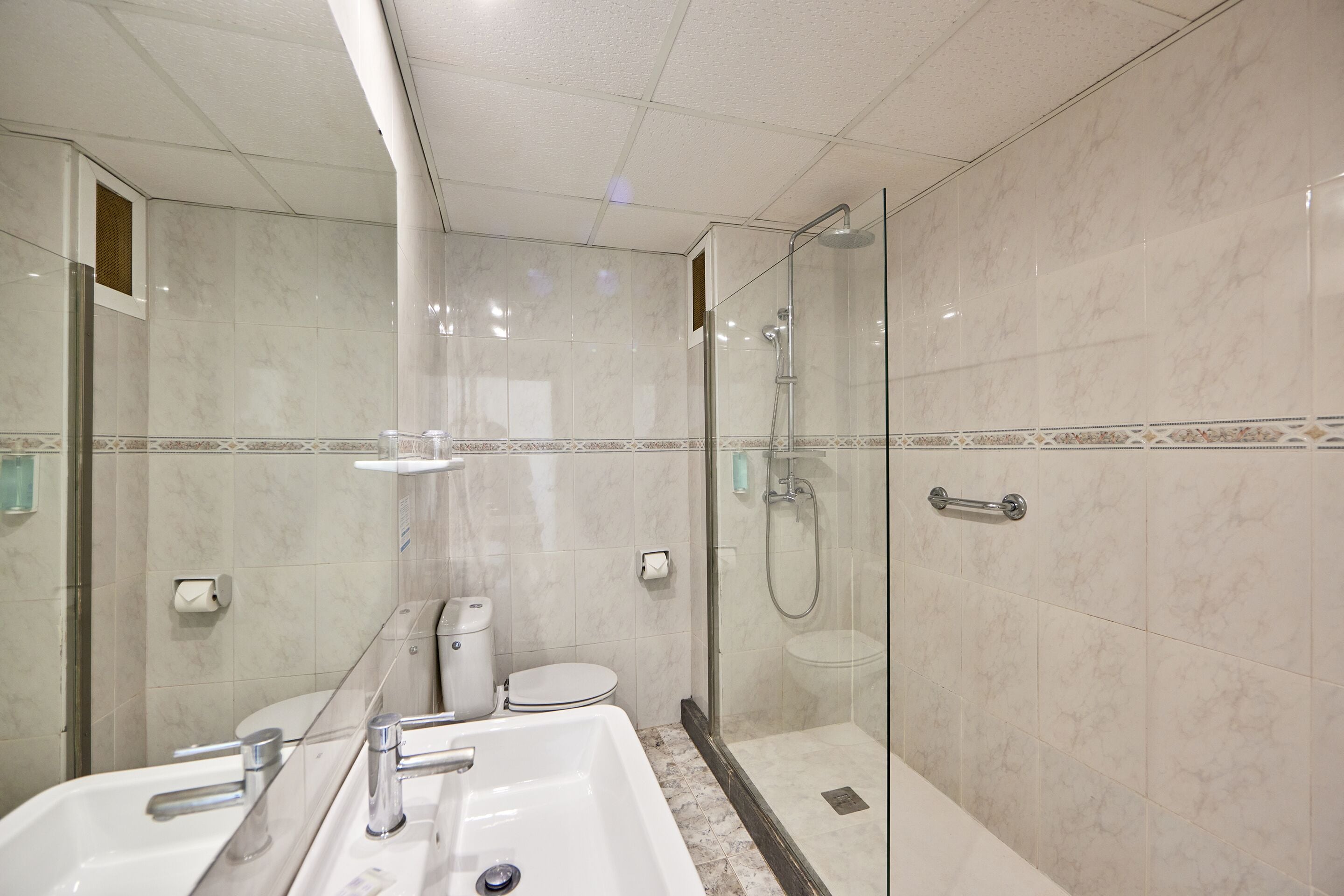 free toiletries, hair dryer, towels