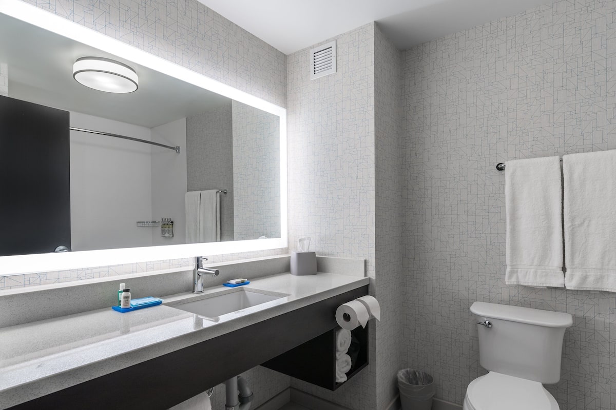 free toiletries, hair dryer, towels