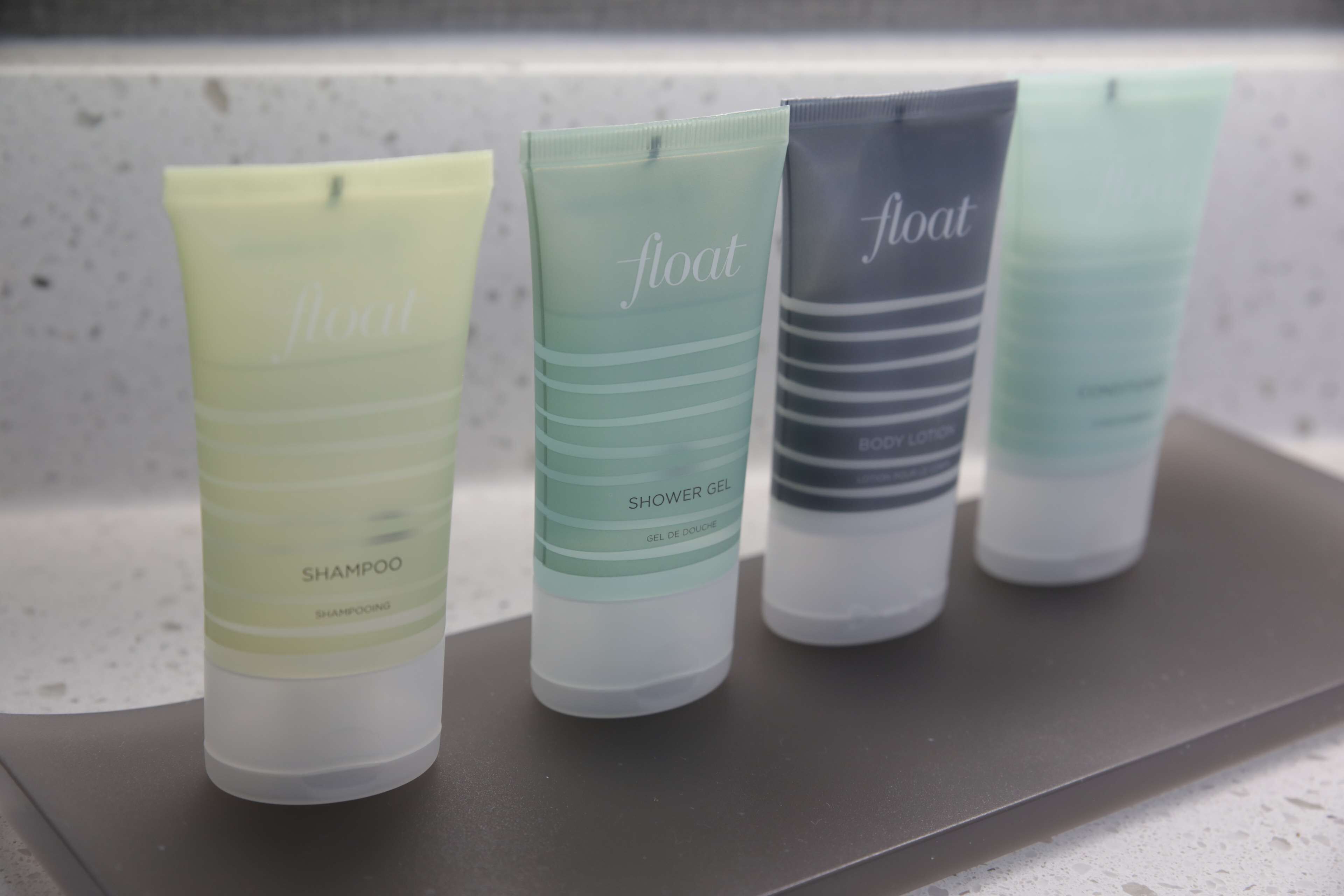 hydromassage showerhead, designer toiletries, hair dryer, bathrobes