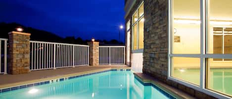 Indoor pool, outdoor pool, pool loungers